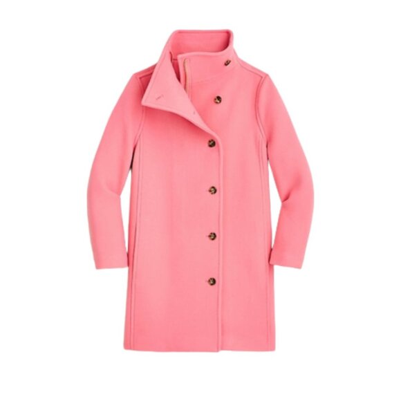 NWT JCREW Villa Coat Womens P 4 Pink Mid Length Stadium Cloth Wool Petite NEW - Picture 1 of 12